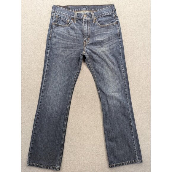 Levis 527 Jeans Mens 32x32 Blue Denim Low Bootcut Zip Fly Five Pocket Red Tab - Picture 1 of 14